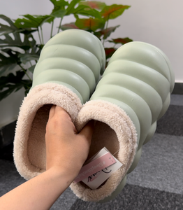 Green Hard shell Winter Fur slippers