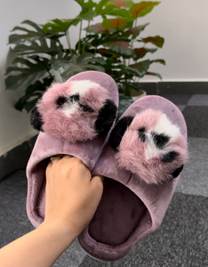 Mauve Panda Fur slippers