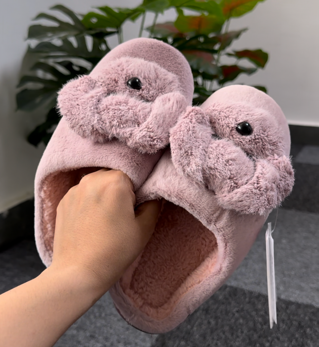 Mauve Puppy Fur slippers