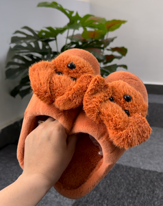 Fluffy discount orange slippers