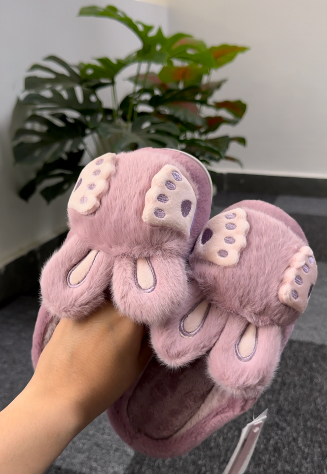 Mauve Bunny Fur slippers