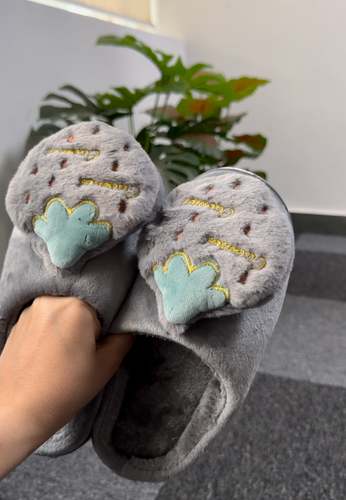Grey Strawberry Fur slippers