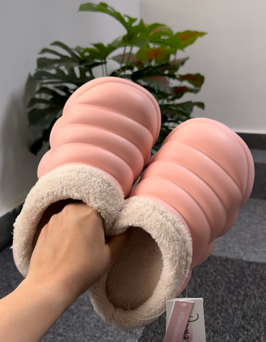 Pink Hard shell Winter Fur slippers