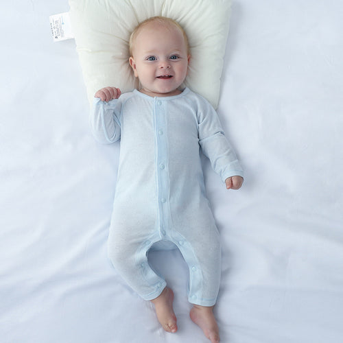 Blue Self Textured Sleepsuit for Infants (Onesie)